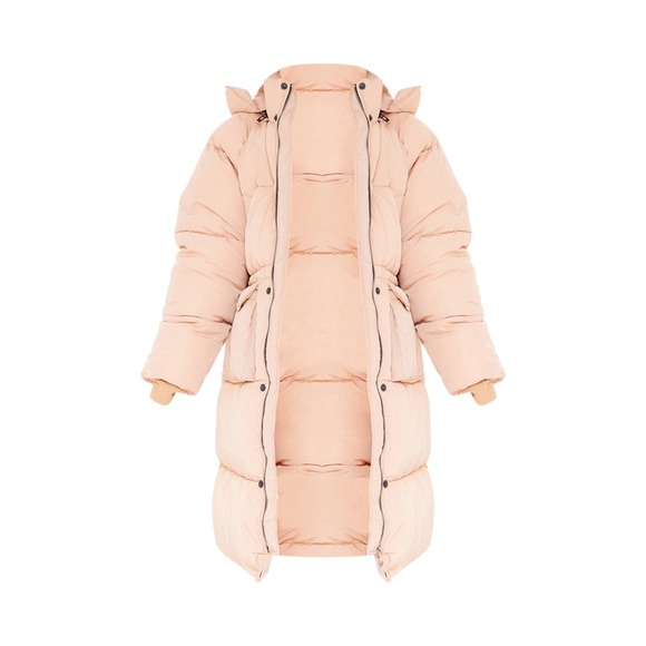PrettyLittleThing Jackets & Blazers - New Small $98 Longline Oversized Puffer Coat 2 Petite Khaki Tan Winter Jacket